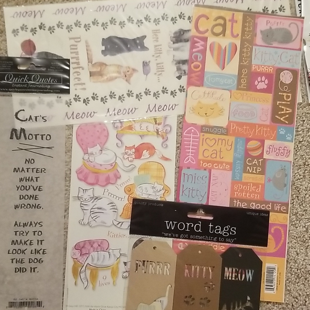 Cat-Themed Sticker Set - Multicolor
